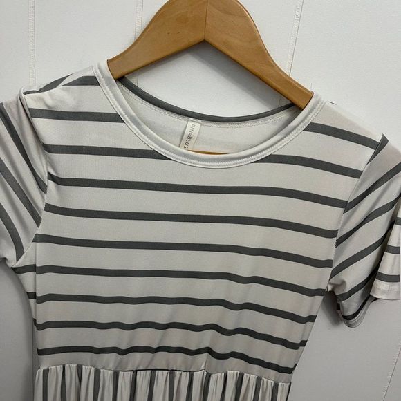 Maternity PinkBlush Maxi full Length stripped dress size small - Picture 1 of 5